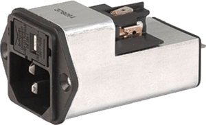 IEC plug C14, 50 to 60 Hz, 2 A, 250 VAC, 4 mH, faston plug 6.3 mm, 4301.5002