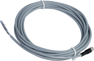 Sensor actuator cable, M8-cable socket, straight to open end, 4 pole, 5 m, PVC, black, 3 A, XZCPV0941L5