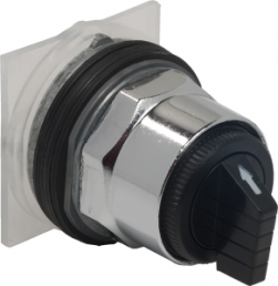 Selector switch, unlit, groping, waistband round, black, front ring silver, 3 x 45°, mounting Ø 30 mm, 9001KS402FB