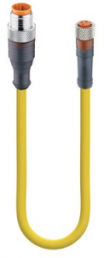 Sensor actuator cable, M8-cable plug, straight to M8-cable socket, straight, 3 pole, 10 m, PUR, yellow, 4 A, 12421