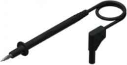 Measuring lead with (test probe, straight) to (4 mm plug, spring-loaded, angled), 1 m, black, silicone, 1.0 mm², CAT II