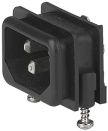 Combination element C14, 3 pole, screw mounting, PCB connection, black, GSF1.0002.01