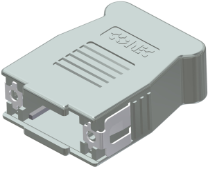 D-Sub connector housing, size: 1 (DE), straight 180°, angled 90°, cable Ø 8.5 mm, ABS, silver, 16-001750E