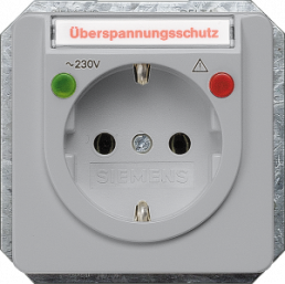 German schuko-style socket outlet with hinged cover/ label field, silver, 16 A/250 V, Germany, IP20, 5UB1460