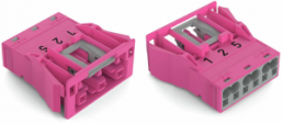Socket, 3 pole, snap-in, spring-clamp connection, 0.5-4.0 mm², pink, 770-783/081-000