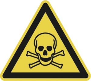 Warning sign, symbol: skull, Ø 100 mm, plastic, 022.01-9-100-W1