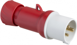 CEE plug, 3 pole, 16 A/380-415 V, red, 9 h, IP44, PKE16M433