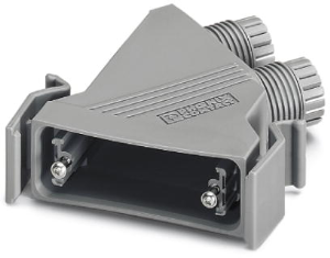 D-Sub connector housing, size: 3 (DB), angled 45°, cable Ø 5 to 13 mm, polyamide, gray, 1689792