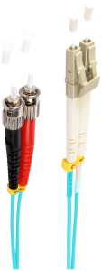 FO duplex patch cable, LC to ST, 1 m, OM3, multimode 50/125 µm