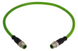 Sensor actuator cable, M12-cable plug, straight to M12-cable plug, straight, 4 pole, 0.3 m, PUR, green, 21349292477003