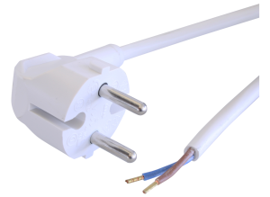 Connection cable, Europe, Plug Type C, angled on open end, H05VV-F2x1.0mm², white, 3 m