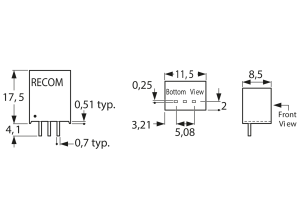 DC/DC converter, 6.5-32 VDC, 5 W, 1 output, 5 VDC, 93 % efficiency, R-78B5.0-1.0