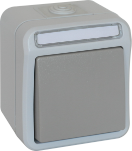 Surface mounted moist room pushbutton, gray, 230 V (AC), 10 A, IP54, 102443