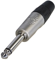 6.35 mm jack plug, 2 pole (mono), solder connection, zinc alloy, RP2C