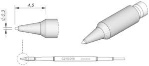 Soldering tip, conical, Ø 0.3 mm, C210016
