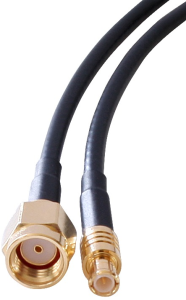 Coaxial cable, RP-SMA plug (straight) to MCX plug (straight), RG-174/U, grommet black, 3 m, C-00976-01-3