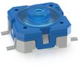 Short-stroke pushbutton, 1 Form A (N/O), 0.1 A/35 V, unlit , actuator (blue, L 1.33 mm), 3.3 N, SMD