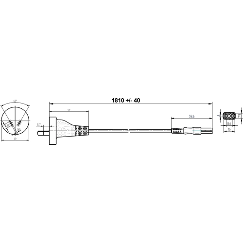 SAA/2-H05VVH2F2X075-C7/1,80M SW9005 FELLER Power Cords