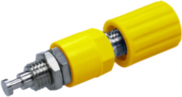 Pole terminal, 4 mm, yellow, 30 VAC/60 VDC, 36 A, solder connection, nickel-plated, POL 6718 NI / GE