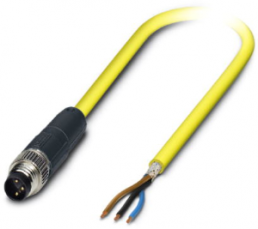 Sensor actuator cable, M8-cable plug, straight to open end, 3 pole, 10 m, PVC, yellow, 4 A, 1406046