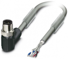 Sensor actuator cable, M12-cable plug, angled to open end, 5 pole, 20 m, PUR, gray, 4 A, 1419048