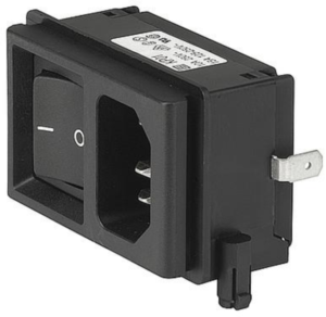 Plug C14, snap-in, PCB connection, black, KP01.1112.11