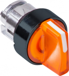 Selector switch, groping, waistband round, orange, front ring black, 3 x 45°, mounting Ø 22 mm, ZB4BK15537