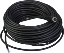Sensor actuator cable, M12-cable socket, straight to open end, 8 pole, 25 m, PUR, black, 2 A, XZCP29P11L25