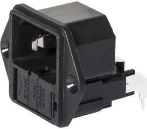 Combination element C14, 3 pole, screw mounting, PCB connection, black, 4301.3211