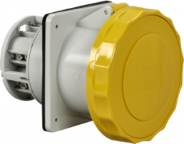 CEE surface-mounted socket, 5 pole, 125 A/110-130 V, yellow, 4 h, IP67, 81689