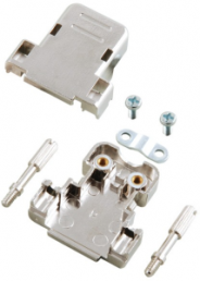 D-Sub connector housing, size: 2 (DA), straight 180°, cable Ø 8 mm, plastic, silver, 29522.1