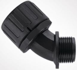 45° hose fitting, PG36, 42 mm, polyamide, IP66, black, (L) 98 mm