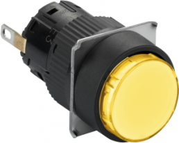 Signal light, waistband round, yellow, front ring black, mounting Ø 16 mm, XB6EAV5JP