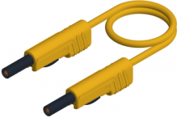 Measuring lead with (4 mm plug, spring-loaded, straight) to (4 mm plug, spring-loaded, straight), 500 mm, yellow, PVC, 1.0 mm², CAT O