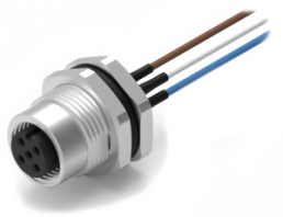 Sensor actuator cable, M12-flange socket, straight to open end, 4 pole, 0.5 m, 5 A, 643462100604