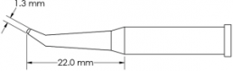 Soldering tip, conical, Ø 1.3 mm, (L) 22 mm, GT6-CN2213R