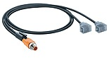Sensor actuator cable, M12-cable plug, straight to valve connector DIN shape C, 5 pole, 1 m, PUR, black, 4 A, 43798