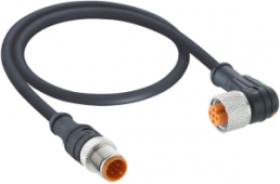 Sensor actuator cable, M12-cable plug, straight to M12-cable socket, angled, 4 pole, 2 m, PUR, black, 4 A, 1210 1206 04 L2 301 2M