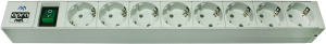 19"-german schuko-style power strip, 8-way, 2.5 m, 16 A, with surge protection, light gray, 591-401-00