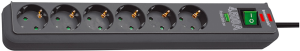 Outlet strip, 6-way, 5 m, 16 A, with surge protection, anthracite, 1 15971 0 515