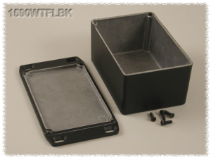 Aluminum die cast enclosure, (L x W x H) 120 x 80 x 59 mm, black (RAL 9005), IP65, 1590WTFLBK