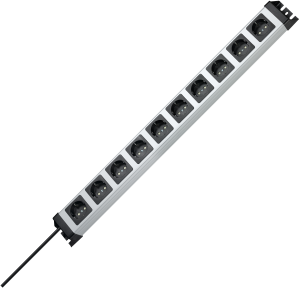 Outlet strip, 10-way, 1.4 m, 16 A, black/silver