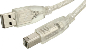 USB 2.0 Adapter cable, USB plug type A to USB plug type B, 1.8 m, transparent