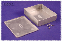 Aluminum die cast enclosure, (L x W x H) 145 x 121 x 39 mm, natural, IP54, 1590XX