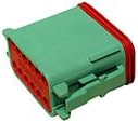 Connector, 12 pole, straight, 2 rows, green, DT06-12SC