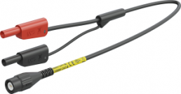 Measuring lead with (BNC plug, straight) to (4 mm lamella plug, straight), 1 m, black, PVC, CAT II, CAT III