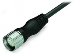 Sensor actuator cable, M23-cable socket, straight to open end, 12 pole, 10 m, black, 8 A, 756-3201/120-100