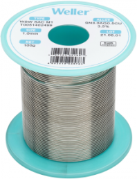 Solder wire, lead-free, SAC (Sn3.0Ag0.5Cu3.5%), Ø 1 mm, 100 g