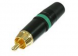 RCA plug for cable assembly 3.5 to 6.1 mm O.D., gold-plated, green color coding ring