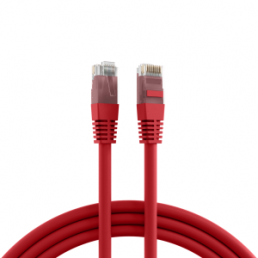 Patch cable, RJ45 plug, straight to RJ45 plug, straight, Cat 5e, U/UTP, PVC, 1 m, red
